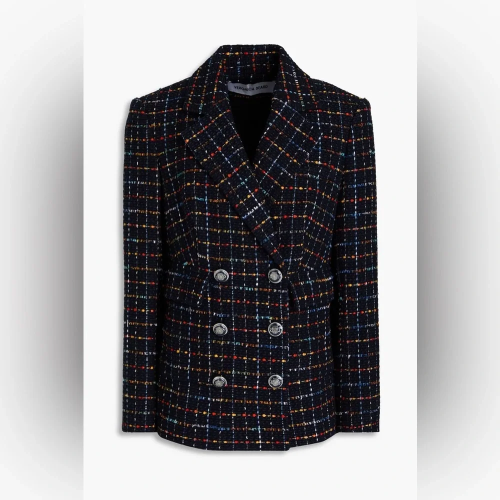 VERONICA BEARD Rumer Dickey double-breasted checked cotton-blend tweed jacket - Picture 2 of 7